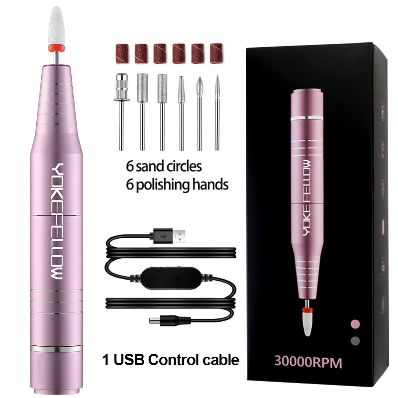 Electric Nail Drill 30000RPM Professional Electric Nail File Kit for Acrylic Gel Nails Manicure Pedicure Home Use Pink
