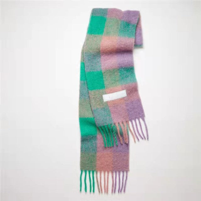 New Scarf Autumn and Winter Multicolor Thickened Plaid Scarf The Same Length Warm Shawl For Men and Women Scarves