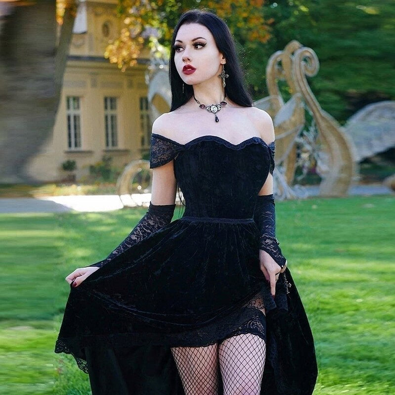 Spring Hoco Gothic Dress Goth Lolita Y2K Mini Party Draped Bodycon Vintage Birthday for Women Satin Plus Size 2XL Black