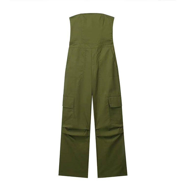 Female Jumpsuit With Pockets Long Jumpsuit Woman Spring Summer Sleeveless Cargo Jumpsuits For Women Outfit junlvse