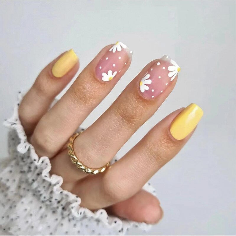 Fake Nails Art Gel Tips Full Cover 24pcs Pink Shiny Shards With Press Glue Design Clear Short Ballet False Nails Press On LT815