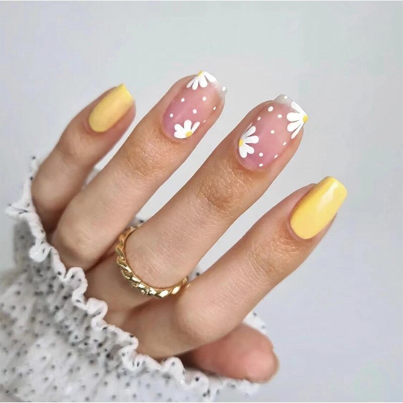 Fake Nails Art Gel Tips Full Cover 24pcs Pink Shiny Shards With Press Glue Design Clear Short Ballet False Nails Press On LT815