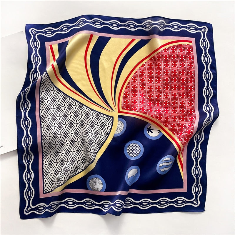 Fashion Designer Print 100% Natural Silk Square Scarves Women Hairband Neck Foulard Female Small Kerchief Bandana New FZ84-1 53cm real silk