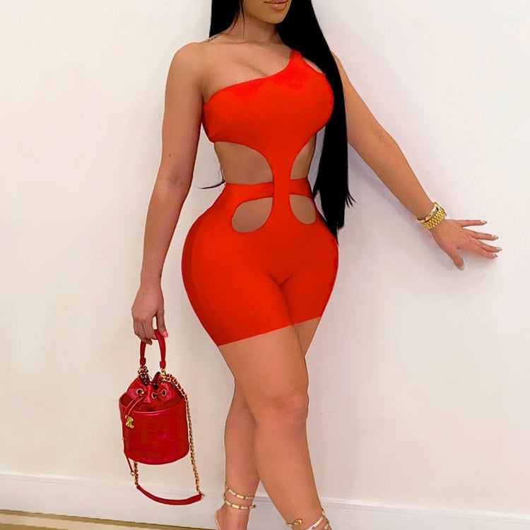 Znaiml 2023 One Shoulder Piece Rompers Playsuit Outfits Overalls for Women Clothing Summer Short Jumpsuit Monos Sexy Mujer