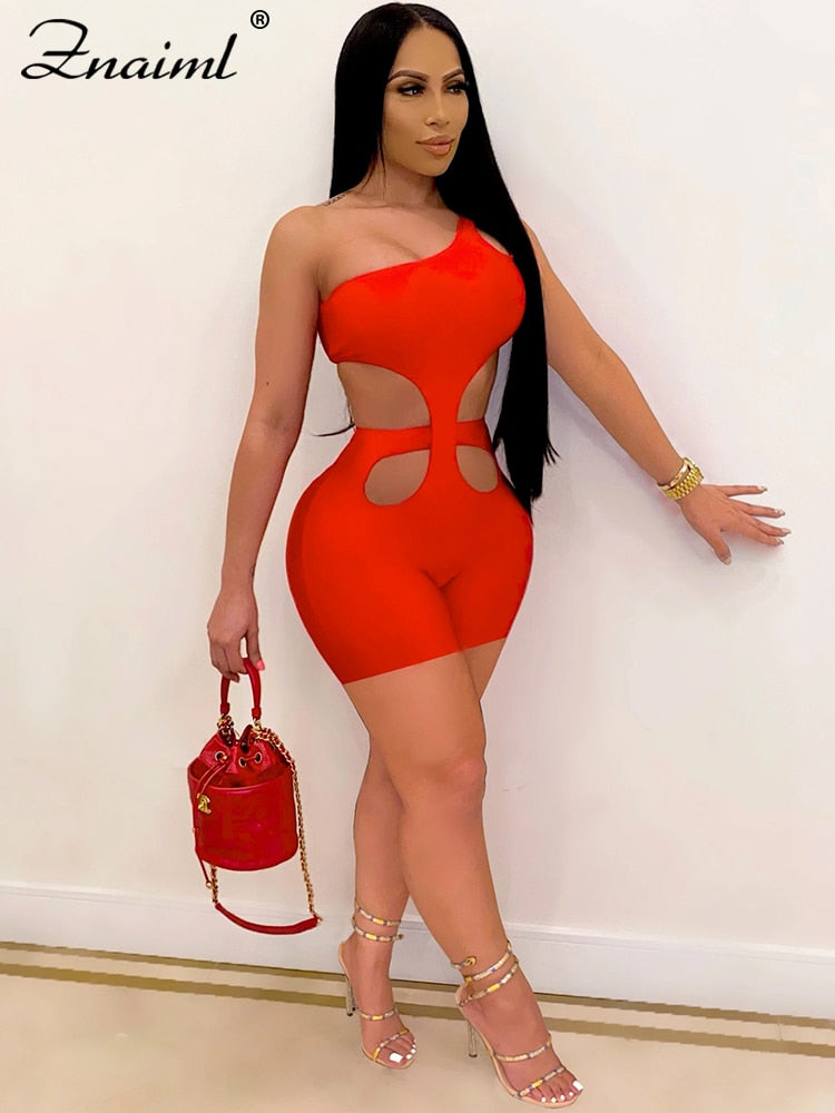 Znaiml 2023 One Shoulder Piece Rompers Playsuit Outfits Overalls for Women Clothing Summer Short Jumpsuit Monos Sexy Mujer