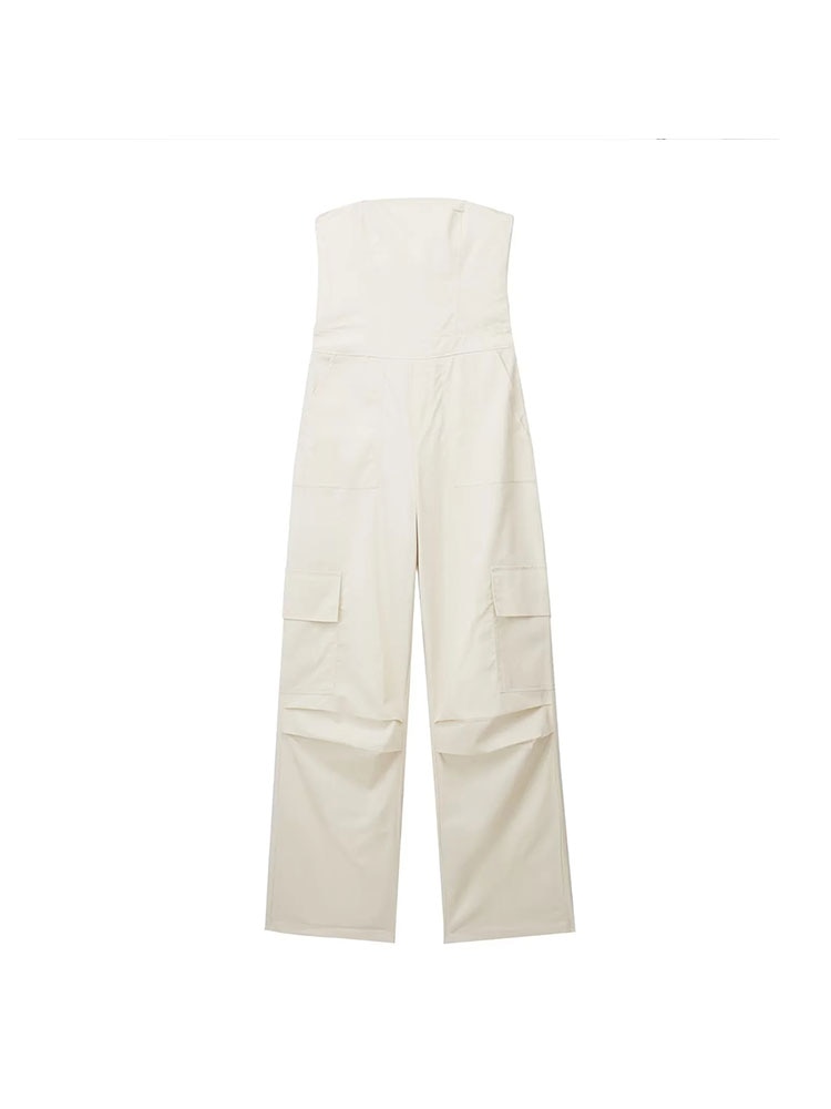Female Jumpsuit With Pockets Long Jumpsuit Woman Spring Summer Sleeveless Cargo Jumpsuits For Women Outfit mise