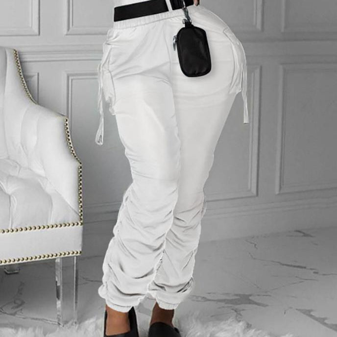 Women's Pants Spring Fashion Pocket Design Casual Ruched Plain Daily Long Cargo Pants Y2K Clothes