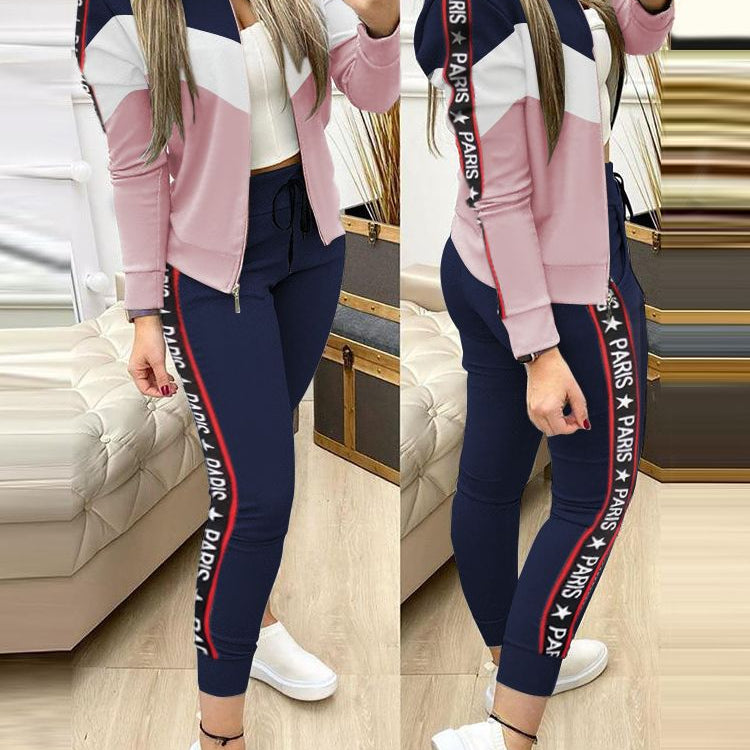 Women Two Piece Set Outfits Autumn Women's Tracksuit Zipper Top And Pants Casual Sport Suit Winter 2 Piece Woman Set Blue