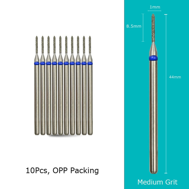 HYTOOS 10pcs/Set Nail Drill Bits Diamond Cutters for Manicure Cuticle Burr Milling Cutter for Pedicure Nails Accessories Tools GA010085D-M(D)