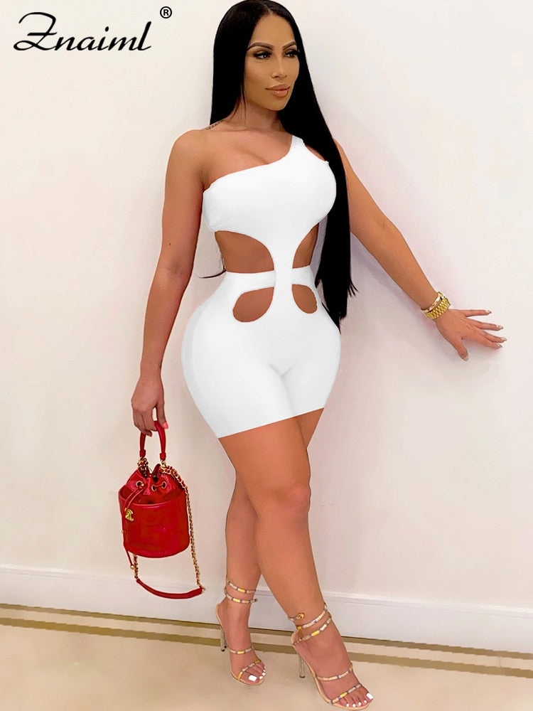 Znaiml 2023 One Shoulder Piece Rompers Playsuit Outfits Overalls for Women Clothing Summer Short Jumpsuit Monos Sexy Mujer