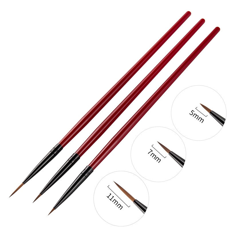 3Pcs French Stripe Nail Art Liner Brush Set 3D Tips Line Stripes DIY Drawing Pen UV Gel Brushes Painting Pen Manicure Tools 3 Pcs 18