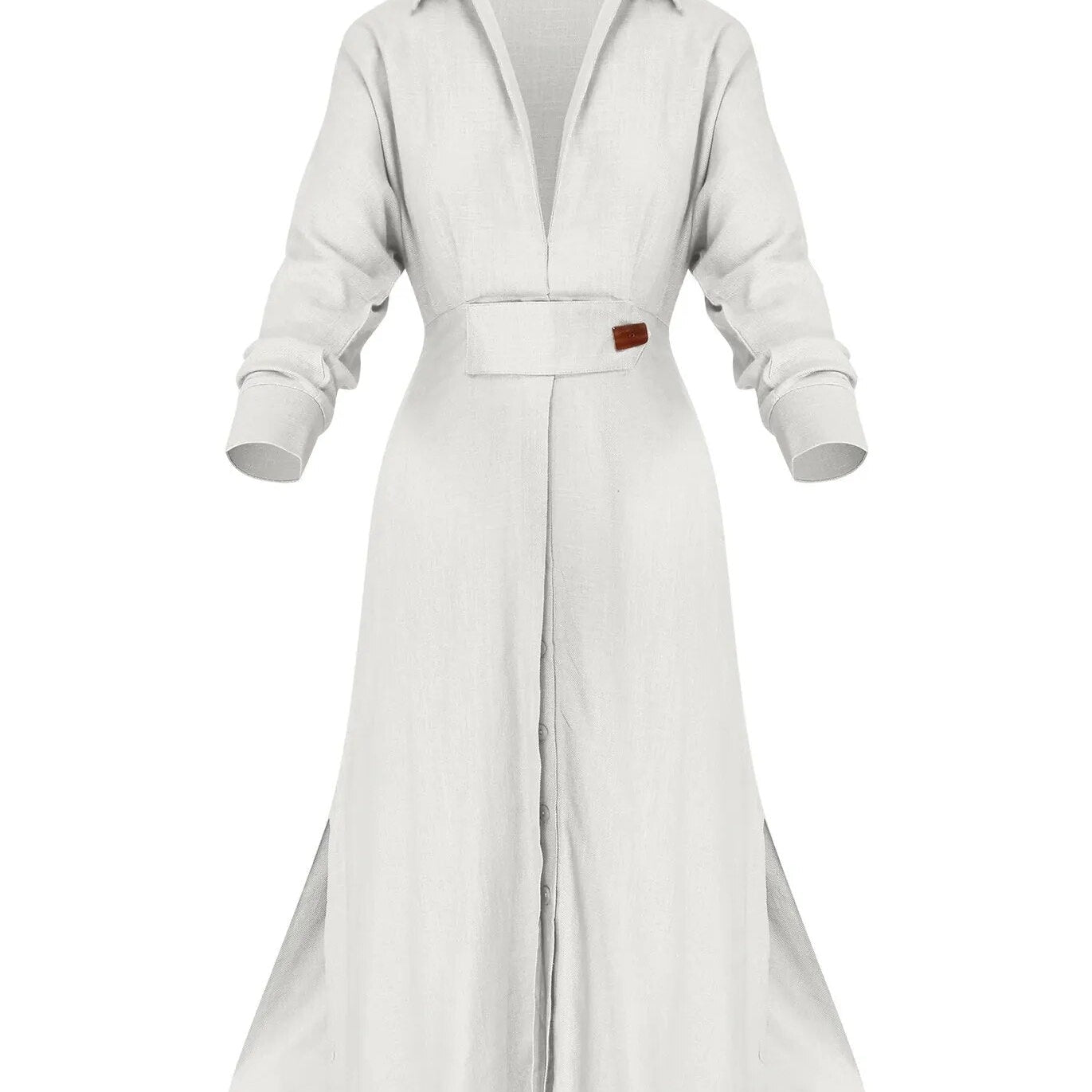 Fashion Dress for Women Luxury Elegant Solid Color Evening Dresses Party Slip Pockets Chic Promotion Long Sleeve Clothes Creamy-white