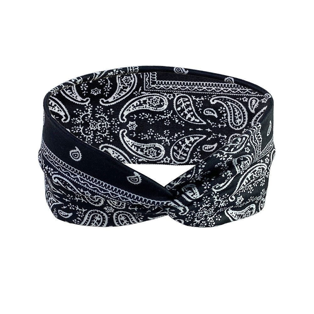 Headband Woman Bohemian Wide Cotton Stretch Bandana Girls Festival Flower Print Hair Accessories Summer Accessories
