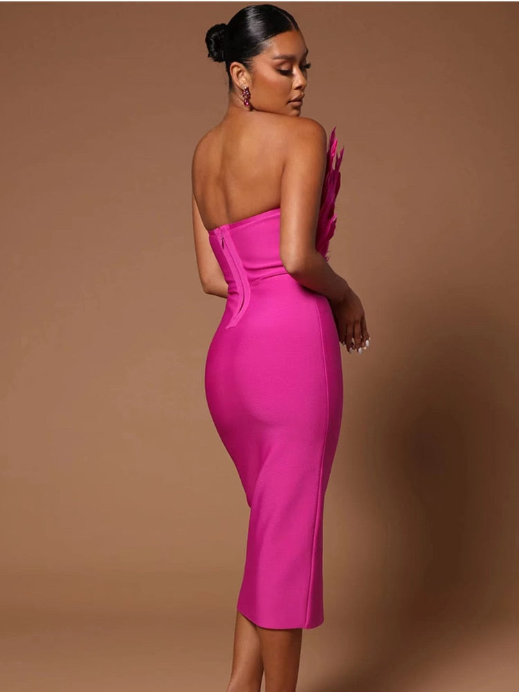 Sexy Feather Bandage Dress Vestidos Para Mujer Wedding Birthday Party Night Cocktail Club Dresses