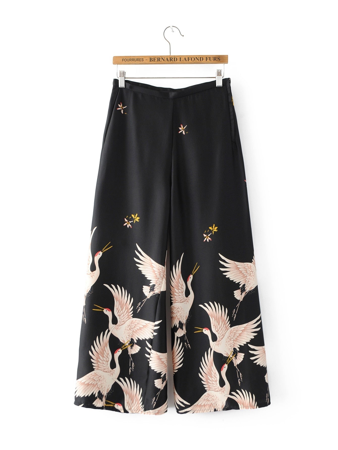 Spring/Autumn Women Vintage Clothing Set Printed Blazer Wide Leg Retro Pant Female Bird Outfit Suits Women's Office Lady