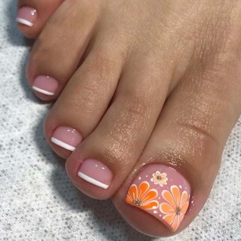 Press On Toenails Summer False Toenails For girls Cute Nail for Foot Artificial Nail tips Full Cover Nails feet False Nails T 42