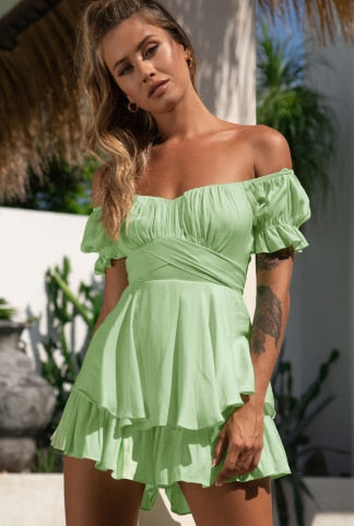 New Jumpsuit Solid Color Casual Summer Women's Short Pants green