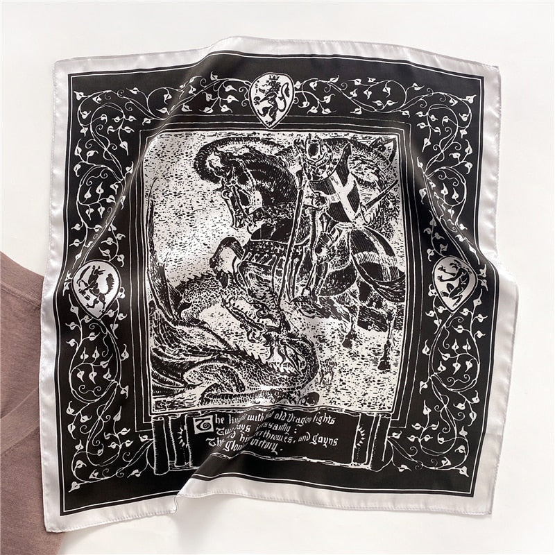 Fashion Designer Print 100% Natural Silk Square Scarves Women Hairband Neck Foulard Female Small Kerchief Bandana New FZ82-2 53cm real silk