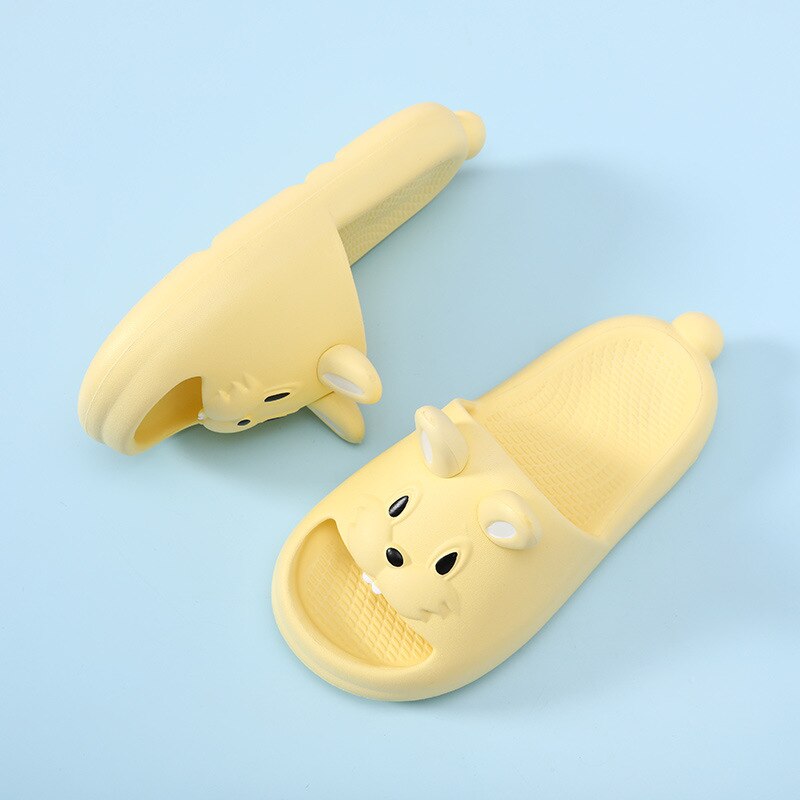 Adorable Rabbit Girls Lightweight Non-Slip Open Toe Slides For Kids Children Summer 3D Cartoon SLippers Yellow