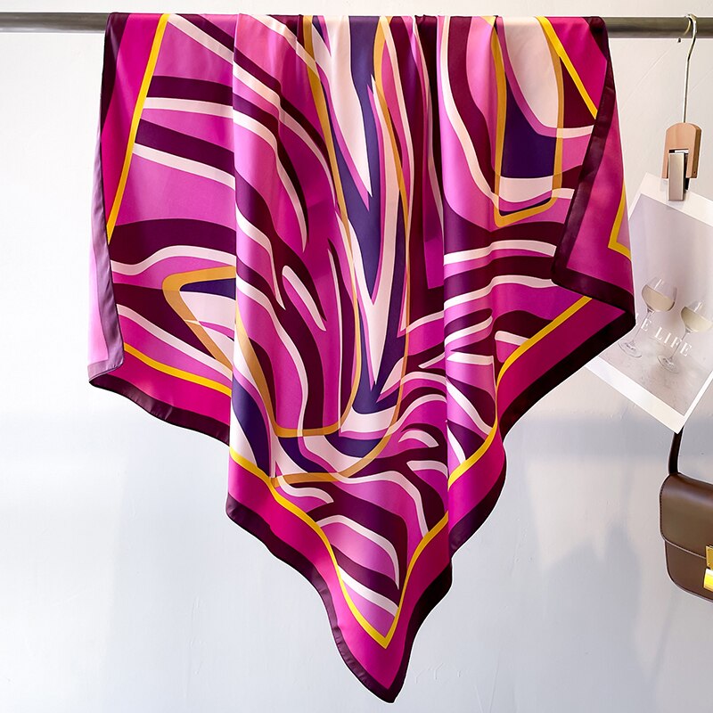 Fashion Print Printing Twill Silk Square Scarf for Women Hijab Muslim Headband Bandana Summer Shawl Beach Stoles Echarpe FN127-1