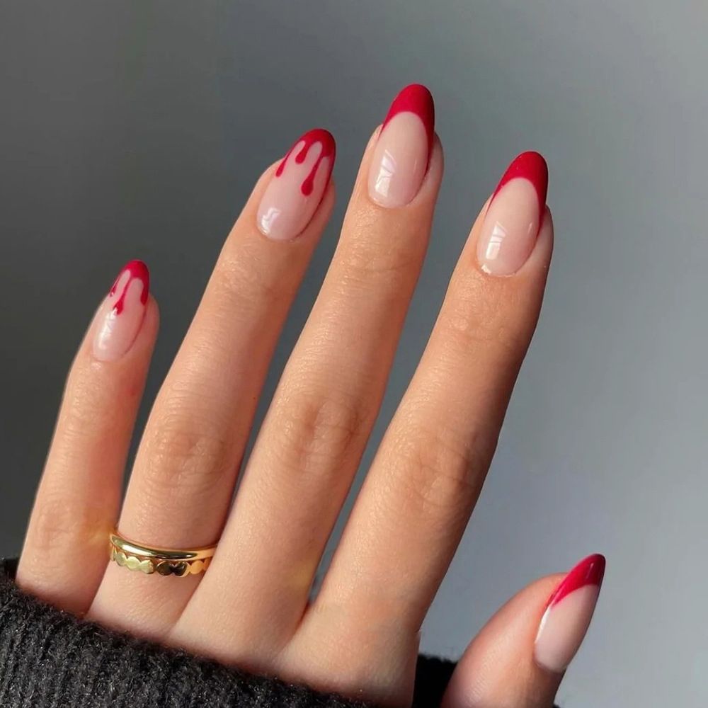 24Pcs/Set Fake Nails With Glue Full Cover Nail Tips Press On Med Nails DIY Manicure Oval Head False Nails Pink Almond Artificial