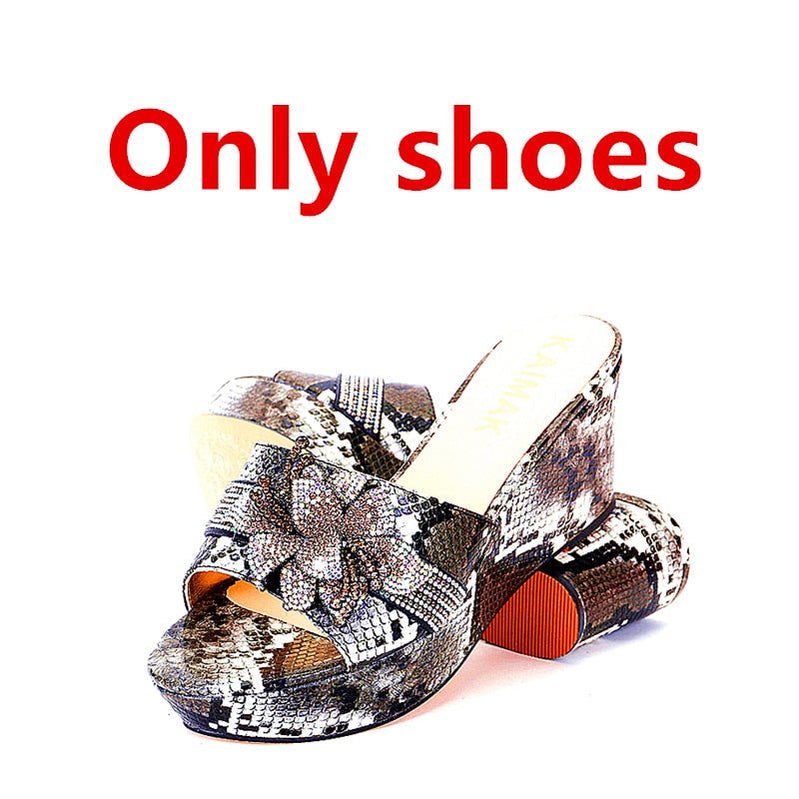 Italian Design Shoe Bag Set Women Summer Thick Bottom -Suitable for Wedding Party Size 37 to Size 44 12