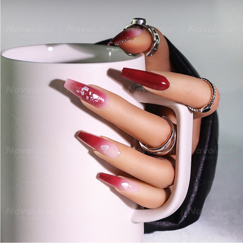 Navolution 24Pcs/Set DIY Manicure Wearable Fake Nails press on Detachable Finished Fingernails Ballet Square Head Almond Short