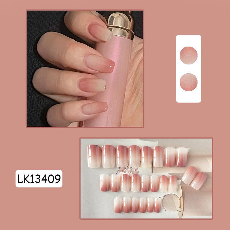 Y2k Fake Black Nail Long Ballet Reusable Adhesive Acrylic Press on set Nails Dark Acrylic Artificial False Nails Arts Tips 24pcs 13409