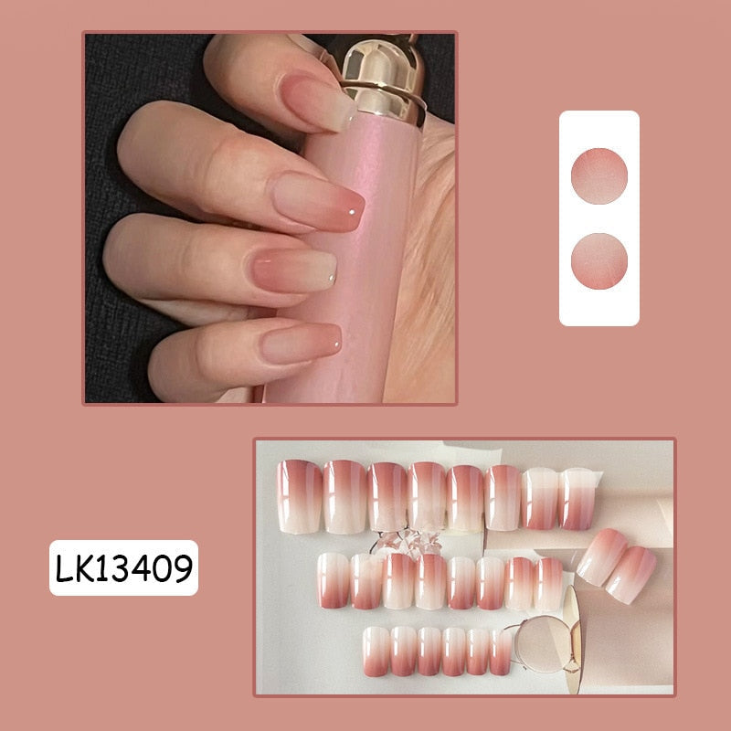 Y2k Fake Black Nail Long Ballet Reusable Adhesive Acrylic Press on set Nails Dark Acrylic Artificial False Nails Arts Tips 24pcs