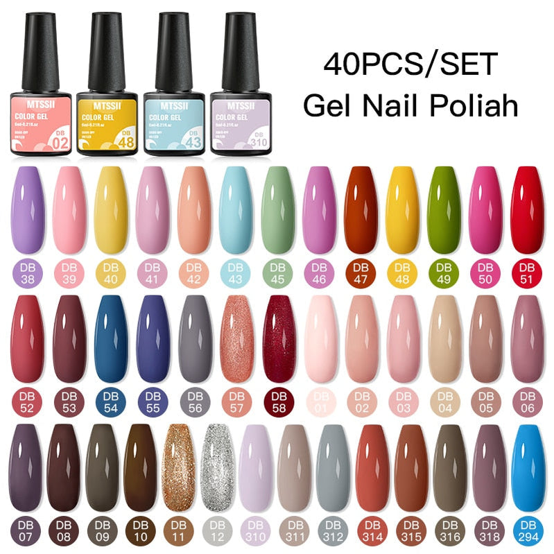 Mtssii 24/25/40/60PCS Gel Nail Polish Set Color Gel Semi Permanent UV Led Varnish Nail Art Design Soak Off Gel Set Nail Gel Set ZH20173