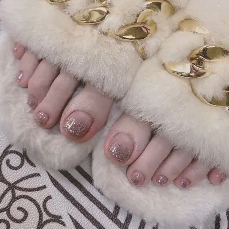 Press On Toenails Summer False Toenails For girls Cute Nail for Foot Artificial Nail tips Full Cover Nails feet False Nails T 34