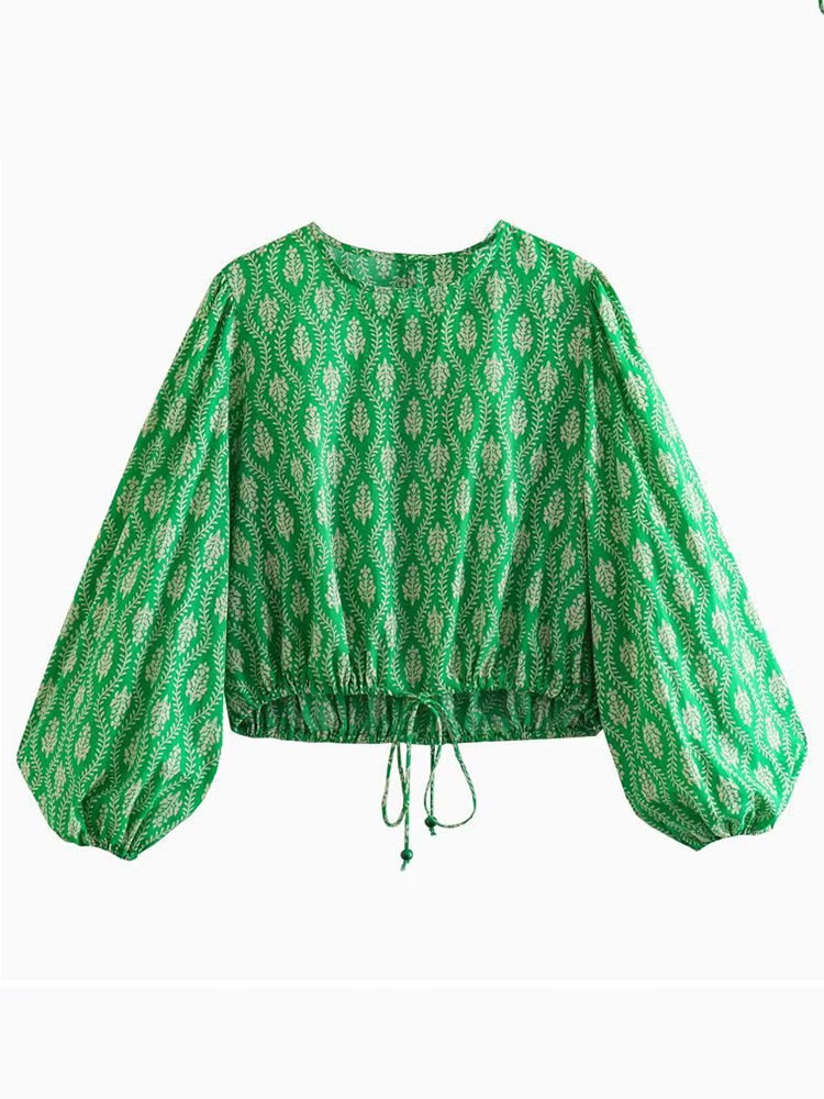 Elegant Blouse Pants Sets Two Pieces Jumpsuits Long Sleeve Retro Blouse Shirts Women Female Suits Autumn Winter Outfit Pajamas Blouse Only 1