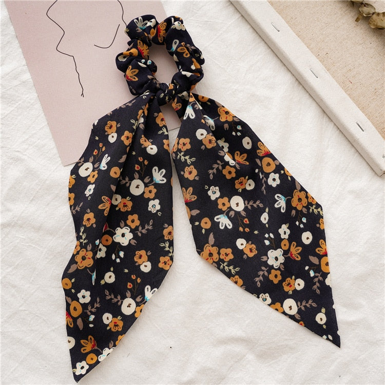 Chiffon Printing Flower Bandana Hair Scarf Headband for Women Vintage Long Ribbon Scrunchie Beach Bandanas Hair Accessories 57