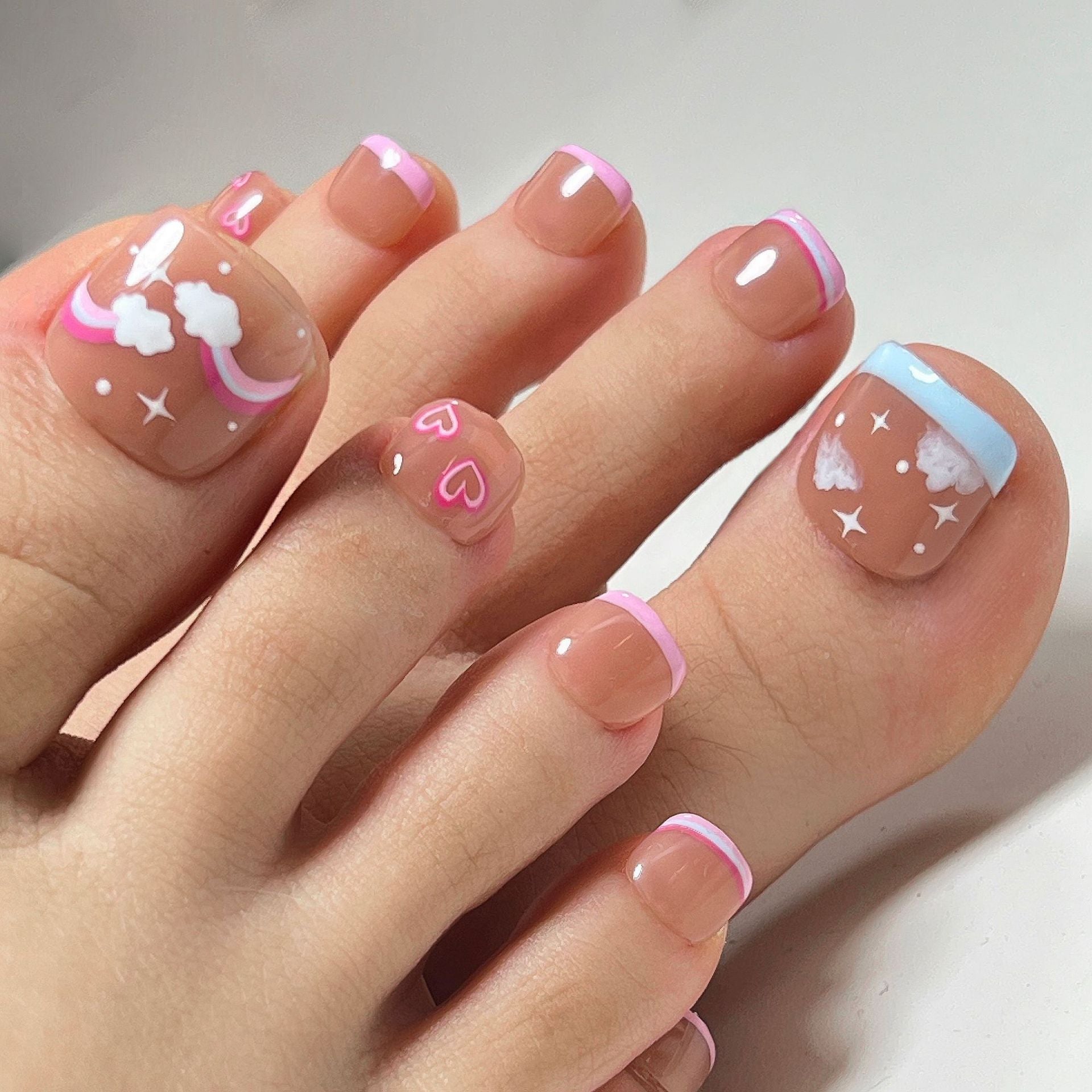 Press On Toenails Summer False Toenails For girls Cute Nail for Foot Artificial Nail tips Full Cover Nails feet False Nails T 42 1