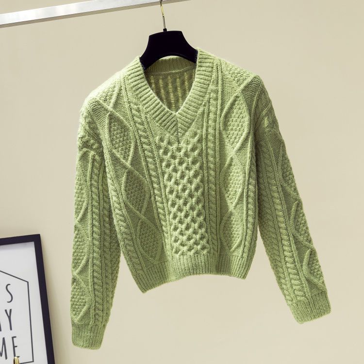 Spring V-neck Knitted Sweater Pullover Personality Asymmetrical Twill Skirt Two-piece Elegant Women's Skirt Set Party Dresses green sweater