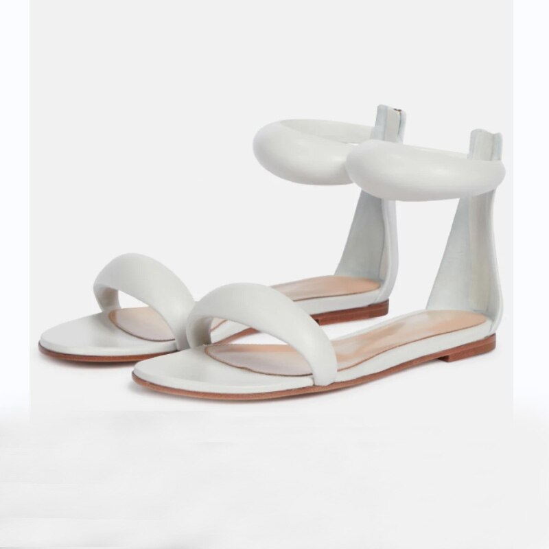 Sexy Flat Sandals Simple Fish Mouth Zipper Women's Shoes Gold Silver Black Green White Brown Big Size White