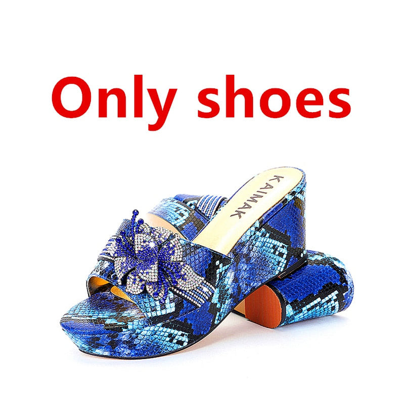 Italian Design Shoe Bag Set Women Summer Thick Bottom -Suitable for Wedding Party Size 37 to Size 44 8