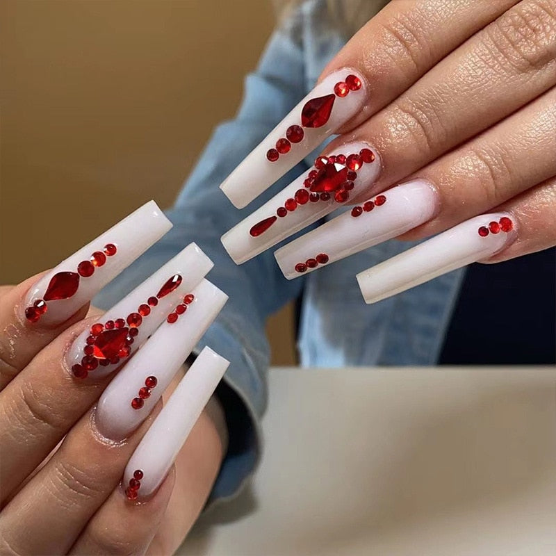 Sea Wave Carp Japanese Style Doodle False Nails Detachable Nude Pink Long Coffin Fake Nails with Glue Full Cover Press on Nails