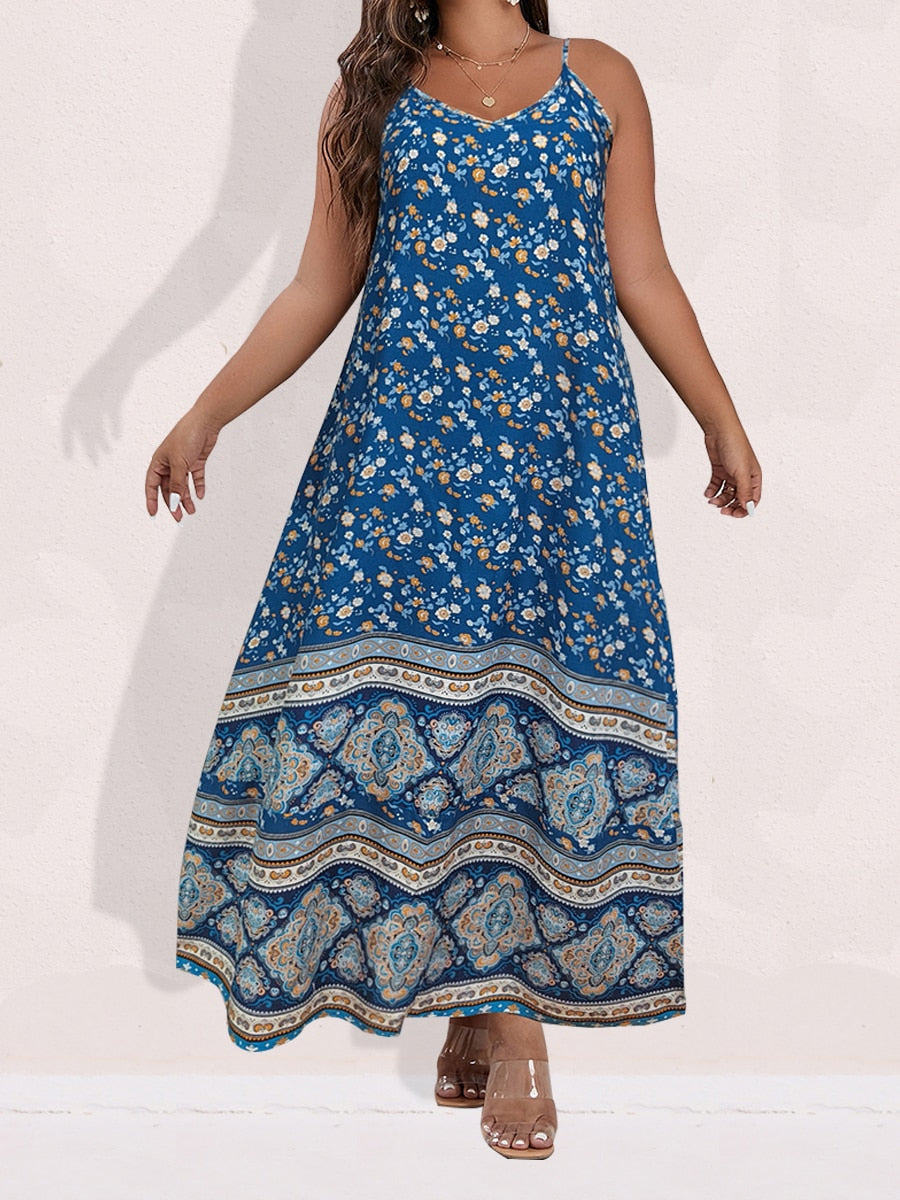 Finjani Women's Dress Plus Size Cami Dresses Summer Backless Maxi Dress Floral Print Formal Party Dresses 2023