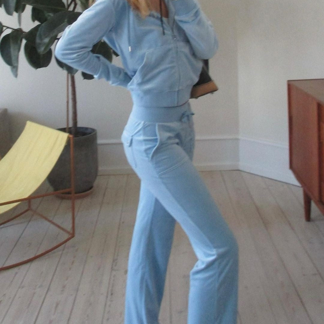 Women Autumn Winter Outfits Casual Zipper Sweater Hoodie Set High Waist Skinny Pants Suits Knitted Womens Y2k Two Piece Set