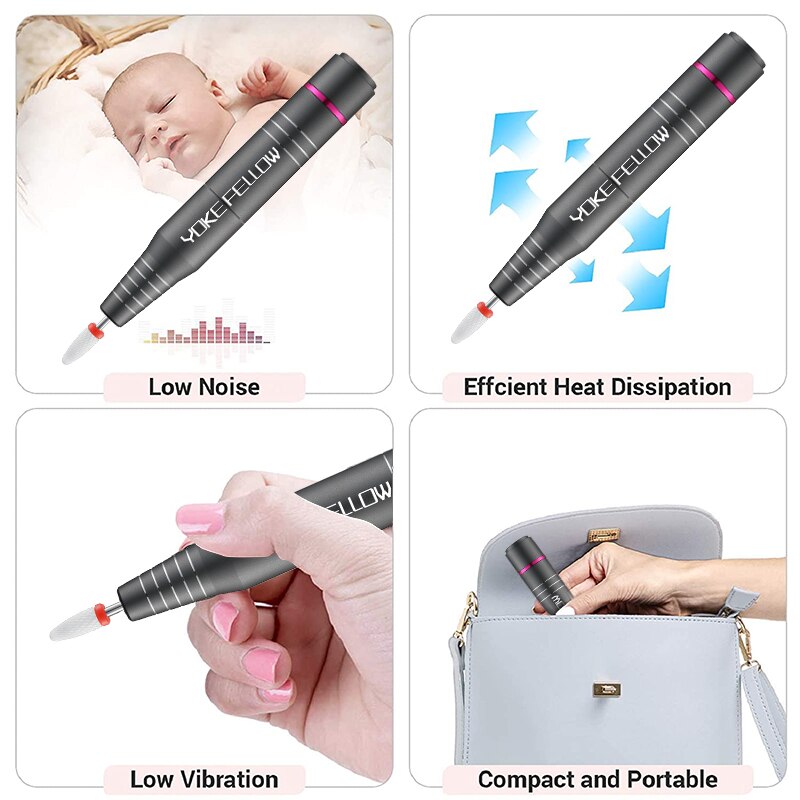 Electric Nail Drill 30000RPM Professional Electric Nail File Kit for Acrylic Gel Nails Manicure Pedicure Home Use