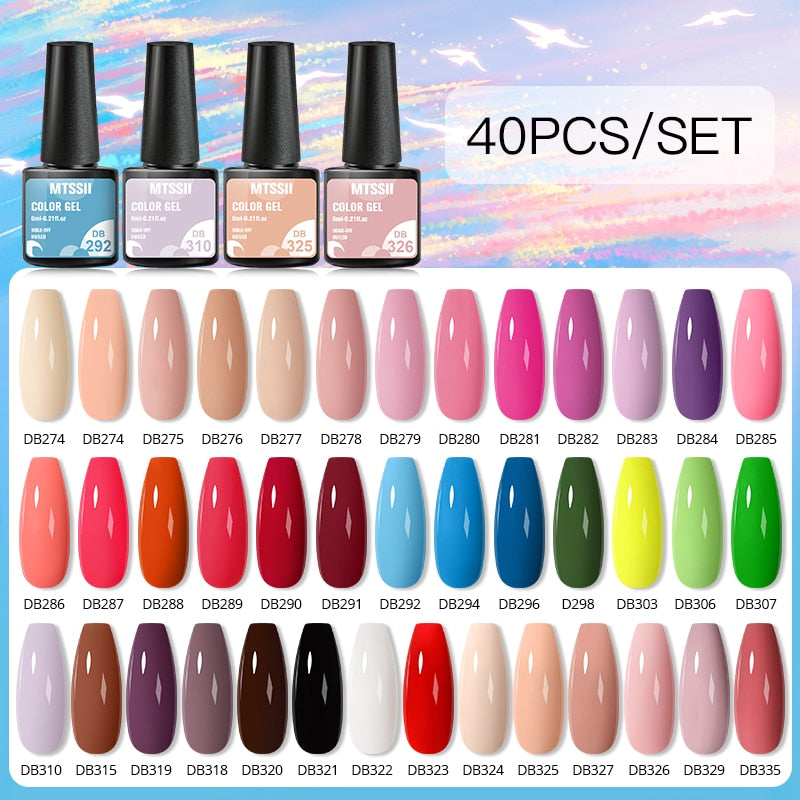 Mtssii 24/25/40/60PCS Gel Nail Polish Set Color Gel Semi Permanent UV Led Varnish Nail Art Design Soak Off Gel Set Nail Gel Set ZH20505
