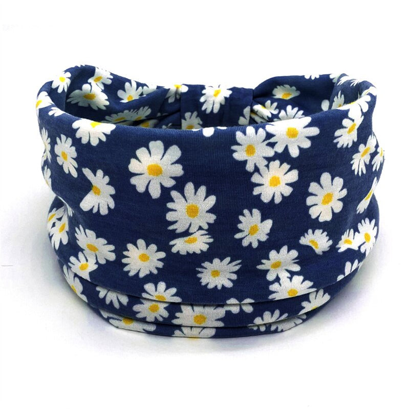 Fashion Print Knoted Elastic Yoga Sport Casual Headbands Hair Accessories for Women Boho Stretch Turban Head Wrap Wide Hairband