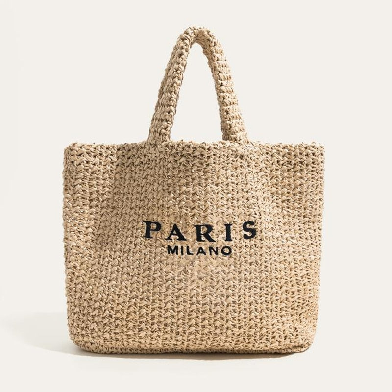 Fashion Large Capacity Straw Tote Bag Designer Letters Women Handbags Handamde Woven Summer Beach Bag Casual Bali Big Purse