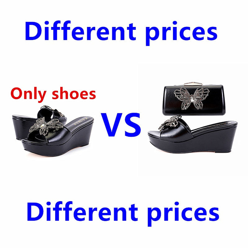 Wedding Shoe Bag Set Women Diamond Crystal Fashion Slippers Summer Italian Design Suitable for Birthday Party Wedding Wholesale