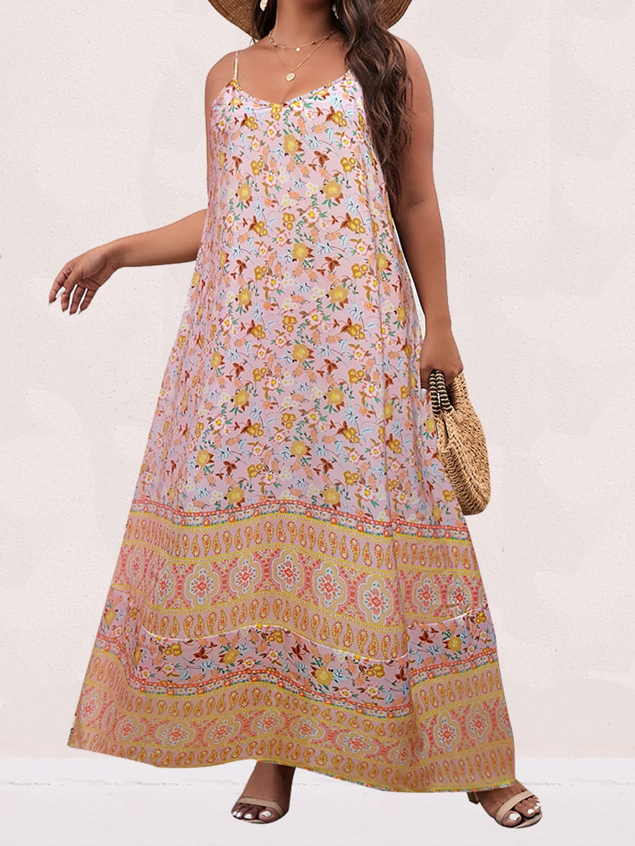 Finjani Women's Dress Plus Size Cami Dresses Summer Backless Maxi Dress Floral Print Formal Party Dresses 2023