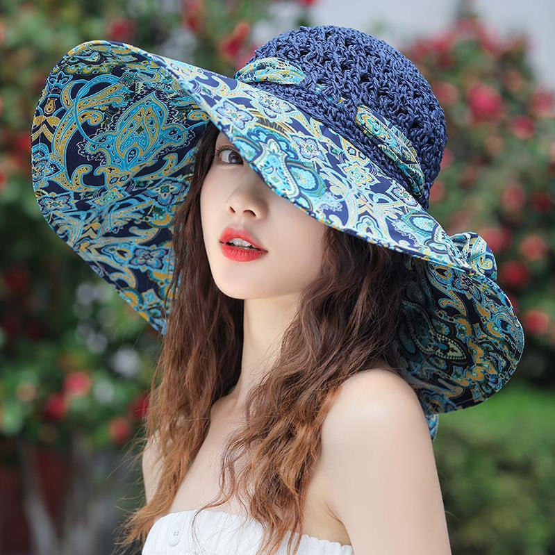 seaside hat summer beach hat female visor hat fashion fisherman's hat sunscreen sun hat anti-UV straw hats for women