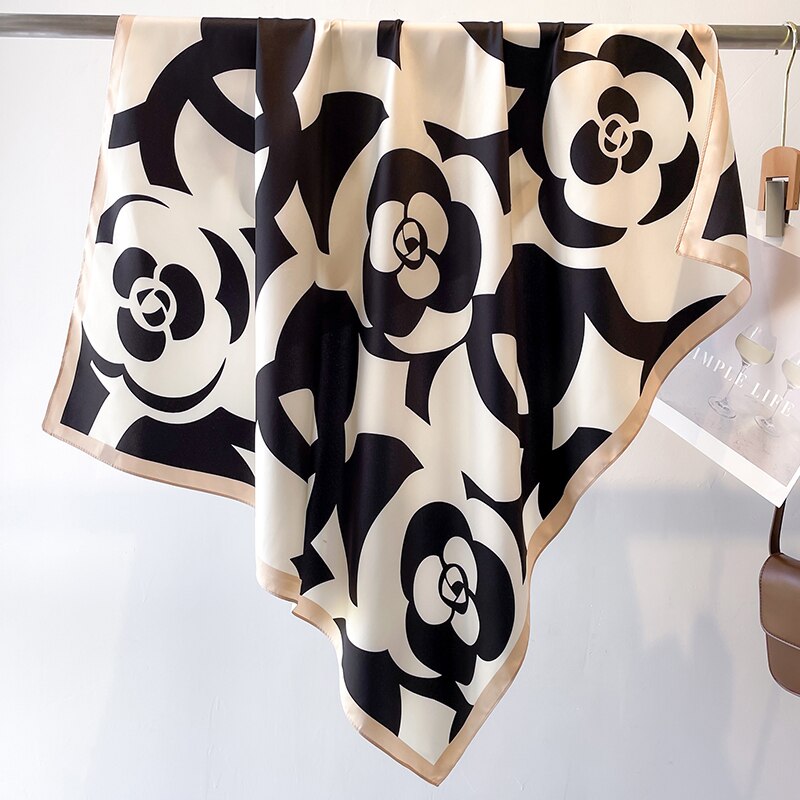 Fashion Print Printing Twill Silk Square Scarf for Women Hijab Muslim Headband Bandana Summer Shawl Beach Stoles Echarpe FN125-3