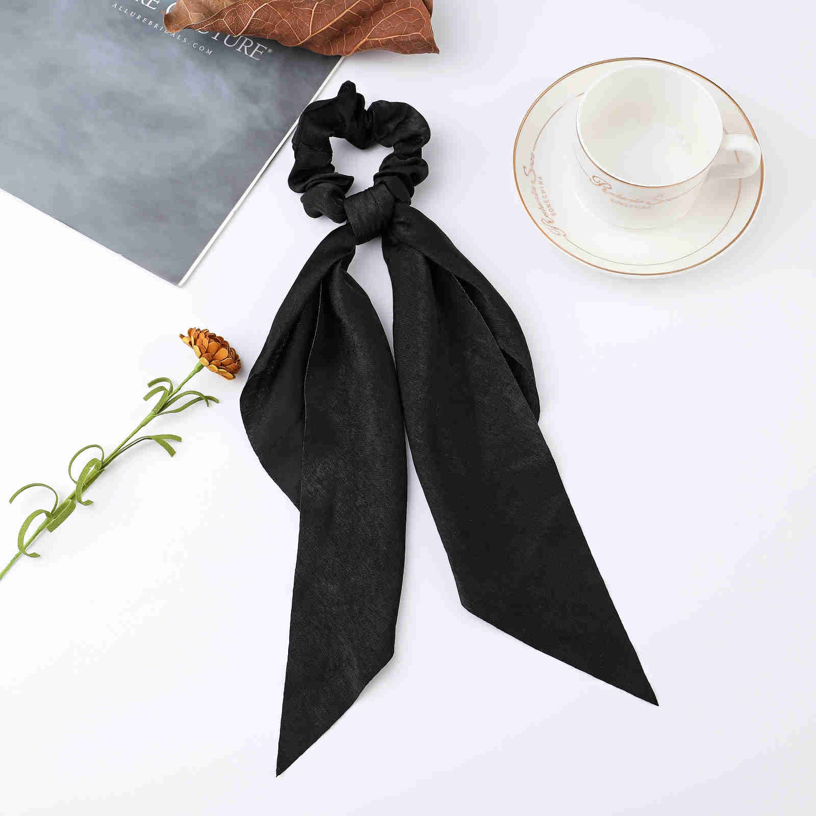 Fashion Print Chiffon Long Ribbon Scrunchies Women Girls Ponytail Scarf Elastic Hair Bands Ties Hair Accessories Wholesale 22