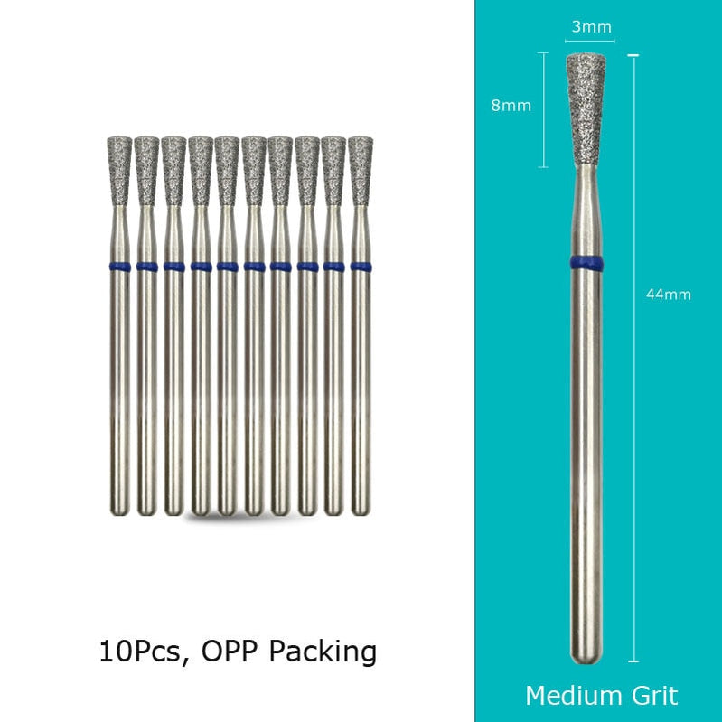 HYTOOS 10pcs/Set Nail Drill Bits Diamond Cutters for Manicure Cuticle Burr Milling Cutter for Pedicure Nails Accessories Tools N0308D-M(D)